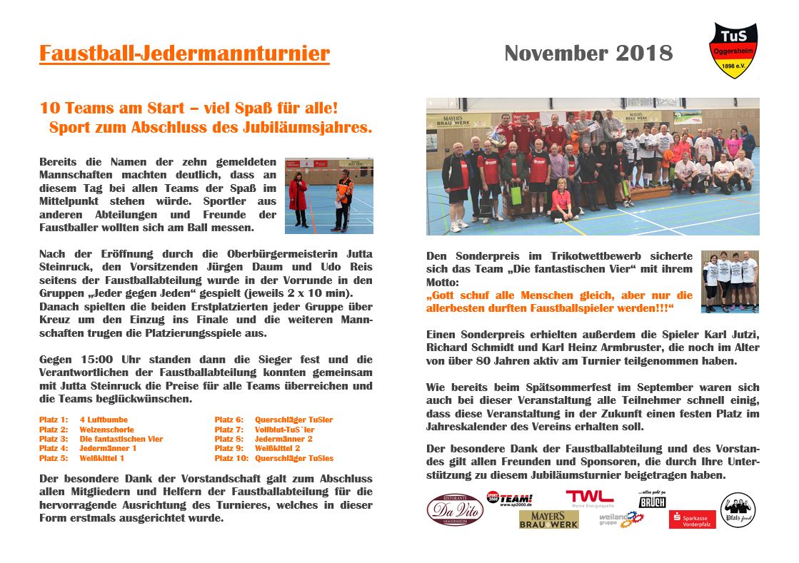 65 Schaukasten Aktuelles 2018 11 10 Faustball Jedermannturnier