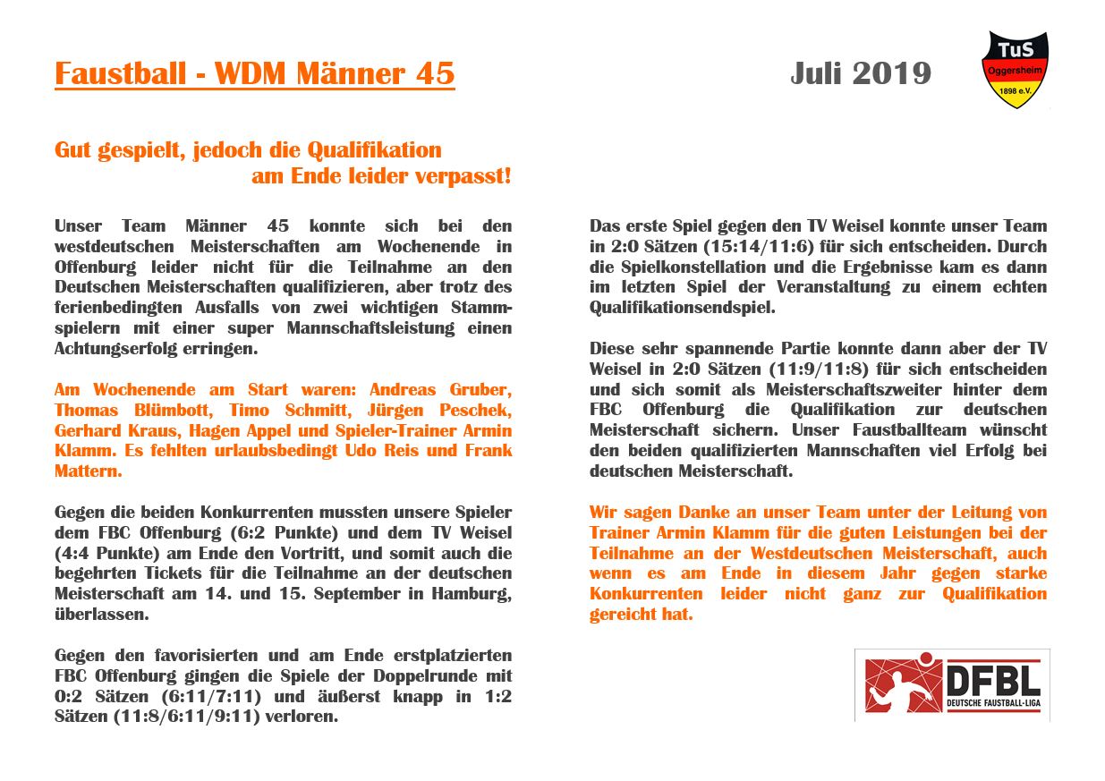 23 Schaukasten Aktuelles 2019 07 08 Faustball WDM M45 Platz3