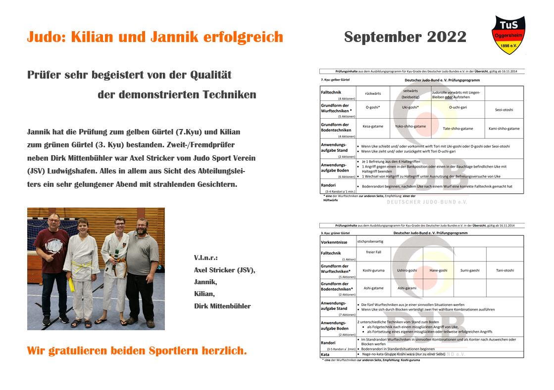 054 Schaukasten Aktuelles 2022 09 30 Judo Grtelprfung