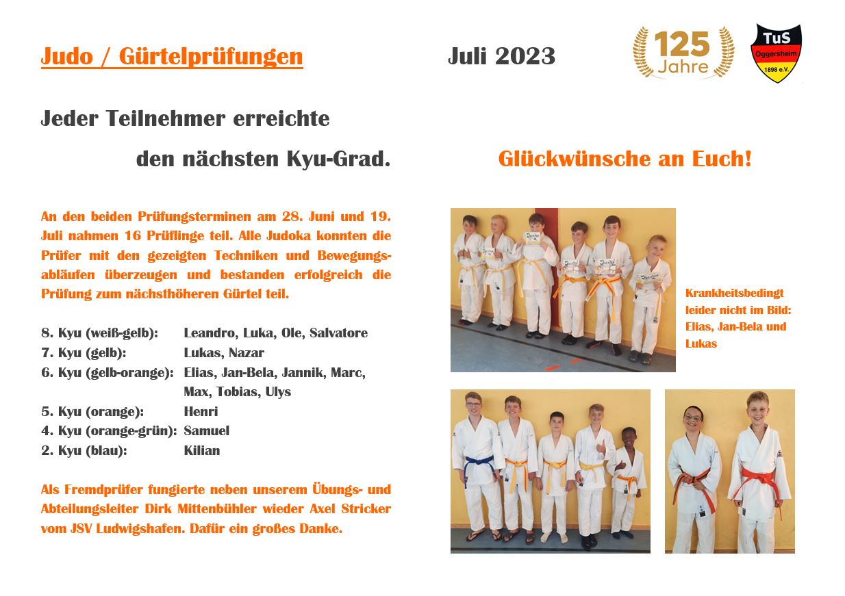076 Schaukasten Aktuelles 2023 07 19 Judo Grtelprfungen