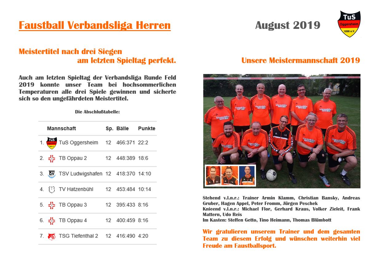 19 Schaukasten Aktuelles 2019 08 25 Faustball Verbandsliga Meisterschaft Feldrunde