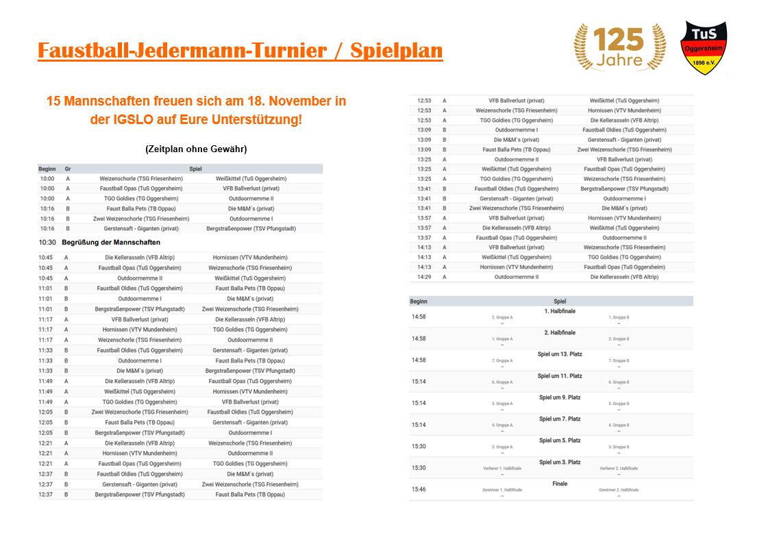 065 Schaukasten Aktuelles 2023 11 18 Faustball Jedermann Turnier Spielplan